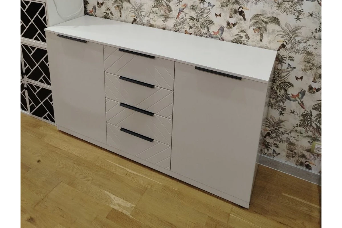 Комод Квадро №1500.5 (Белый / Тальк)