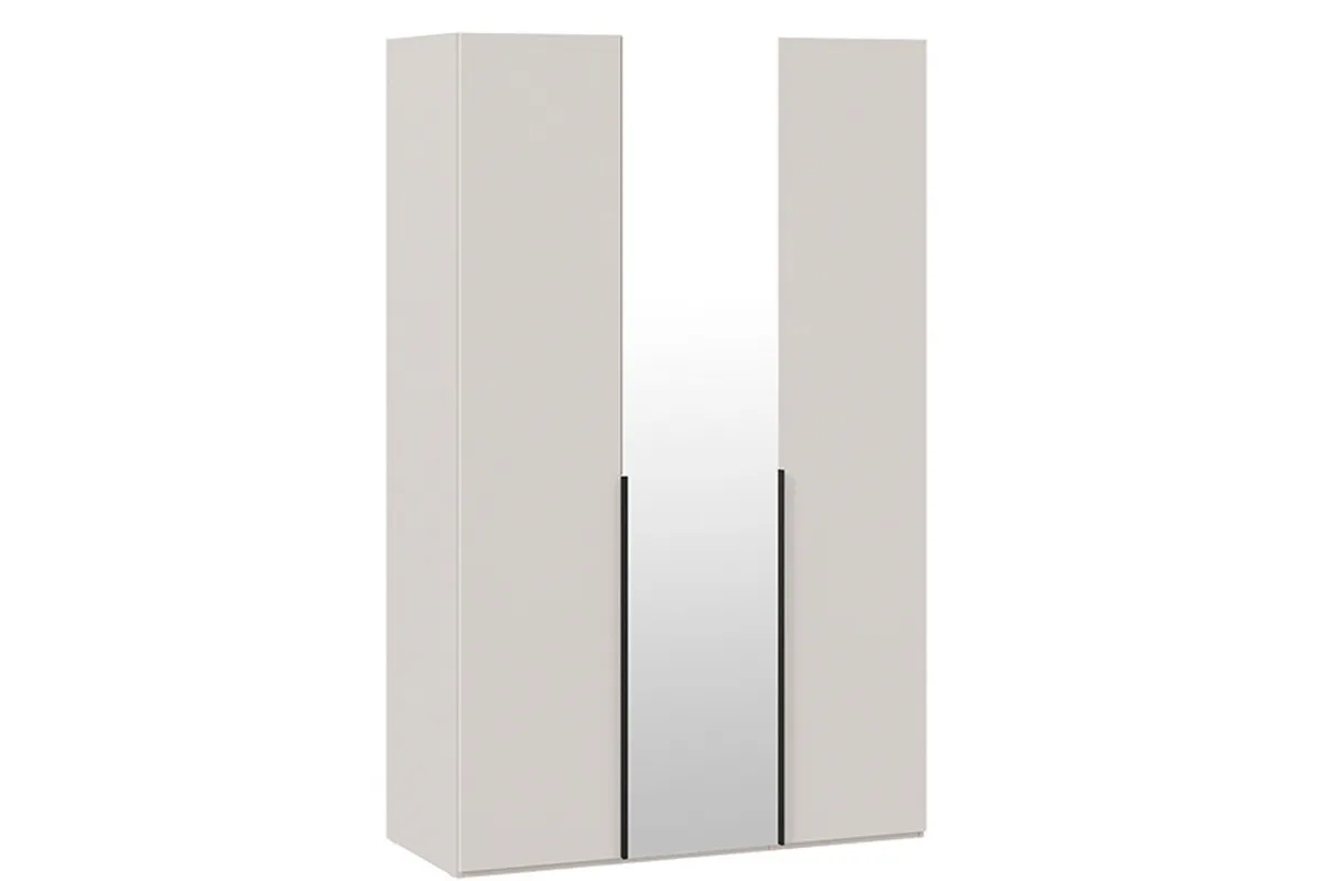 Шкаф для одежды Порто СМ-393.07.112 (580) с 2 глухими и 1 зеркальной дверями (Кашемир матовый / Кашемир сатин)