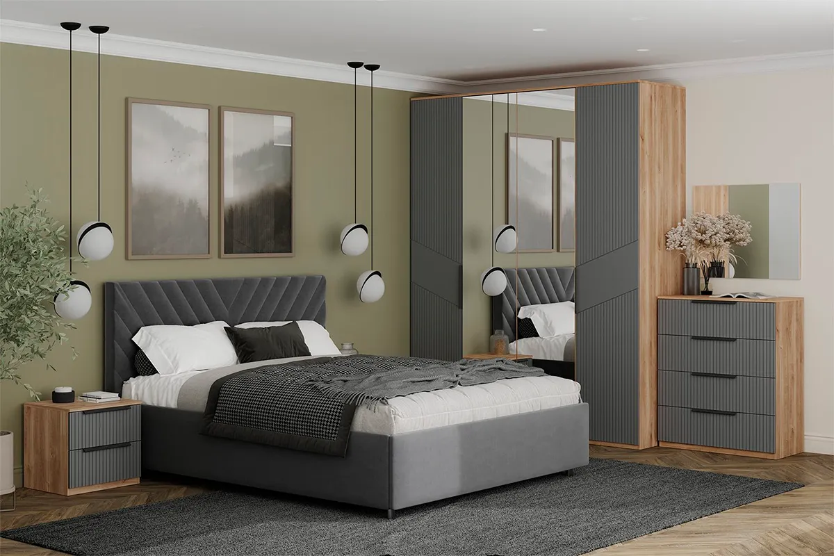 Комод Астория 03 (Дуб кастелло медовый / Графит софт)