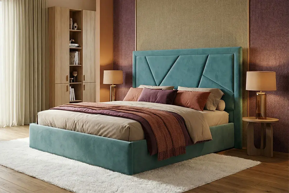 Кровать Индиго без орт. основания 160х200 (NEO 22/бирюза)