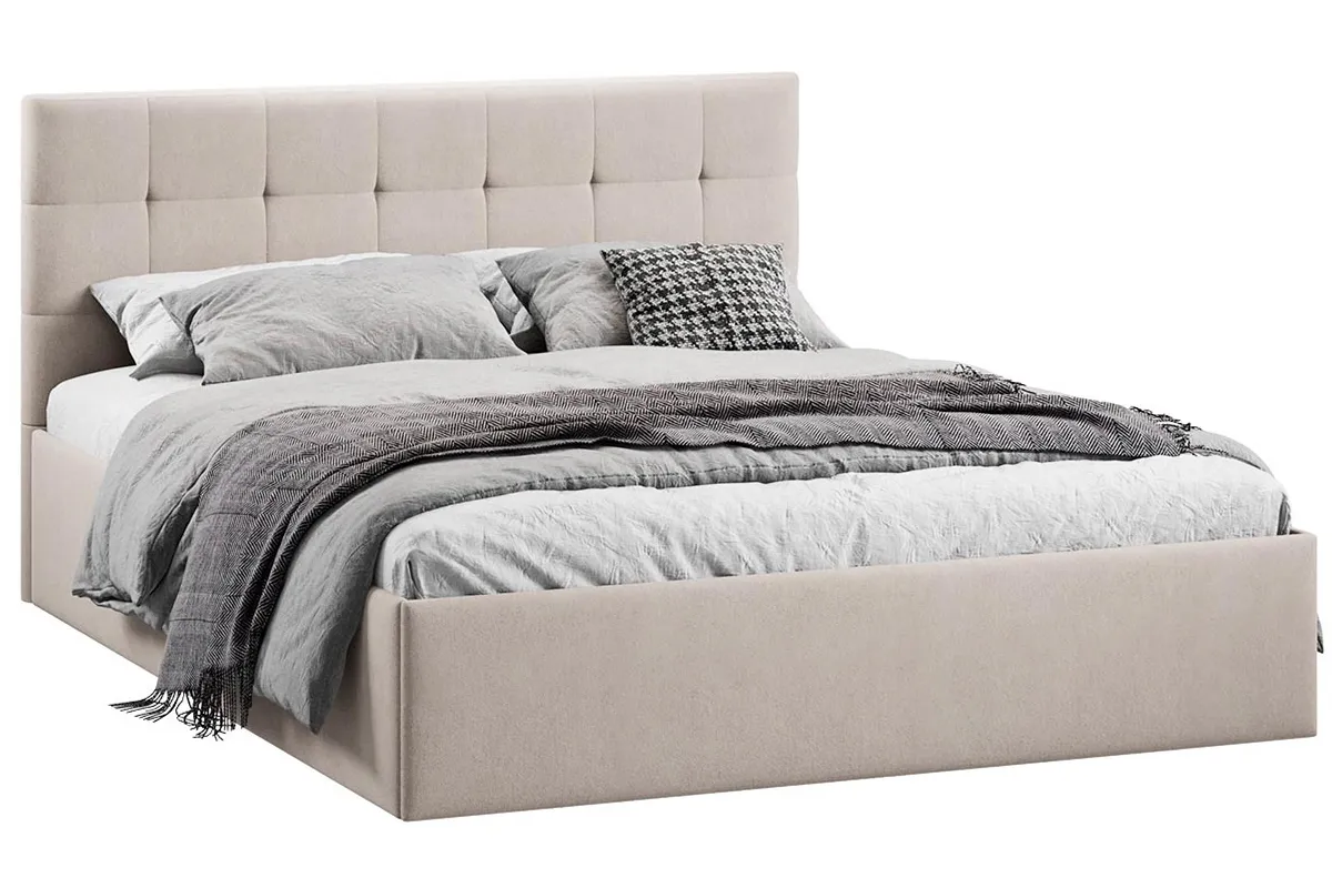 Кровать Джоли Тип 1 с ПМ и заглушиной 160х200 (Велюр / Мокко светлый)
