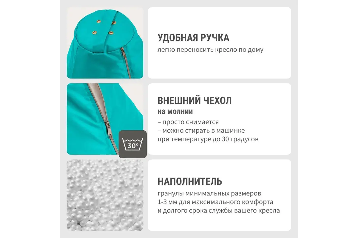 Кресло-мешок Груша Миди 2XL (Оксфорд / Бирюза)