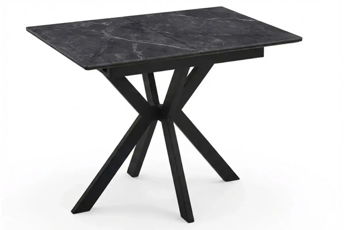 Стол обеденный Комильфо Мини (Керамика Черный Мрамор FNZ9206053 SHAKESPEARE BLACK / МДФ черный /Рама черная / Металл Черный)
