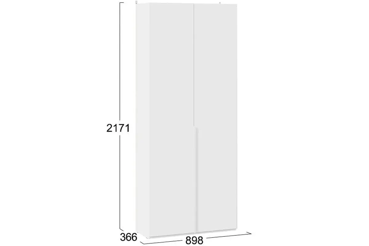 Шкаф для одежды Порто СМ-393.07.223 (366) (Белый жемчуг/Белый софт)