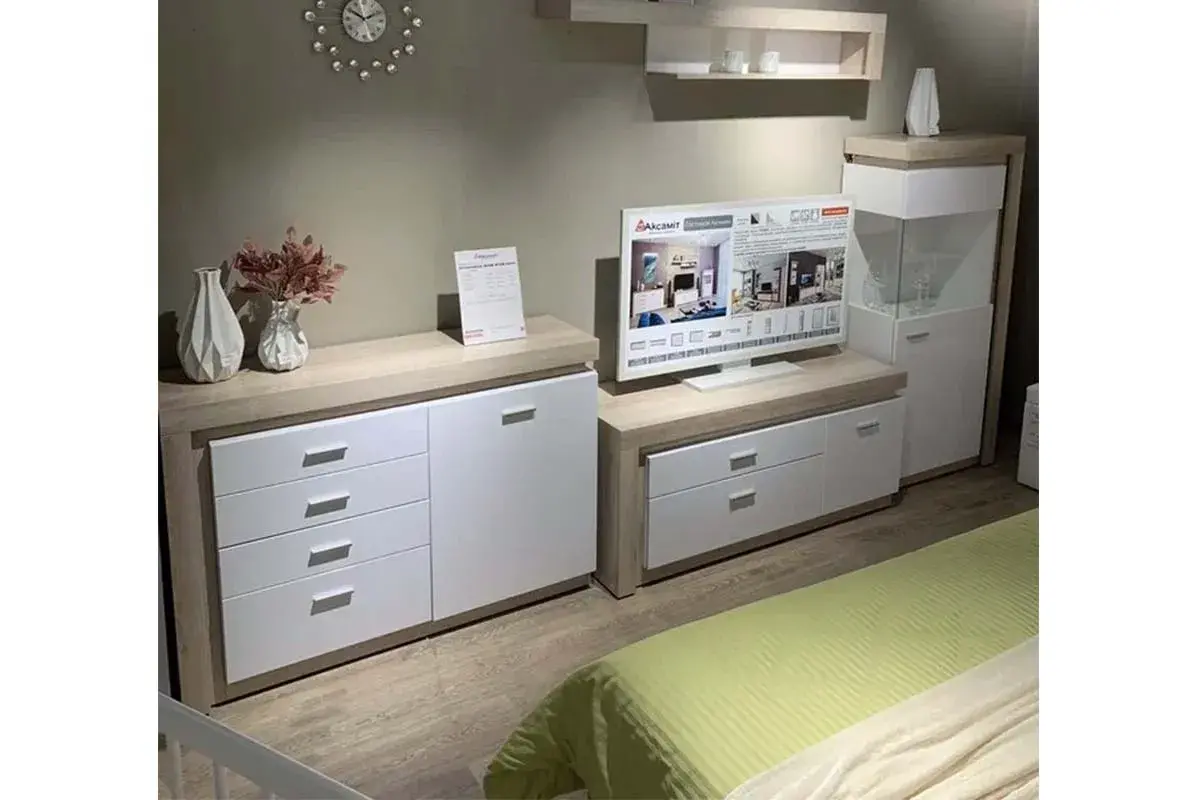 Комод Люмен 3 белый снег глянец