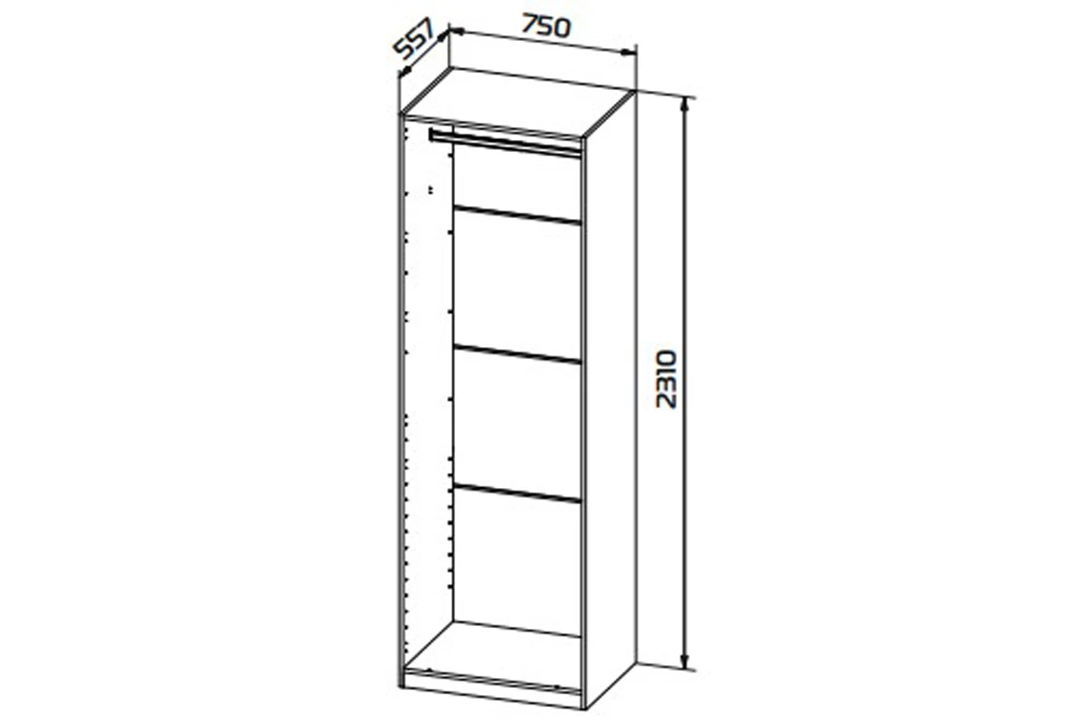 Корпус шкафа для гардеробной Квадро №2 (75х55.7) (Белый)