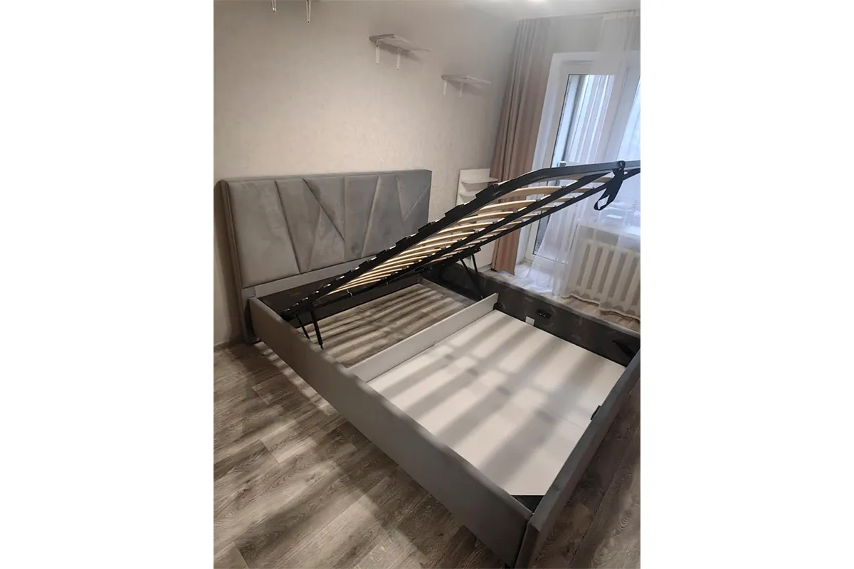 Кровать Рица-3 с ПМ 160х200 (Севен 325 / Св.серый) 3 кат.