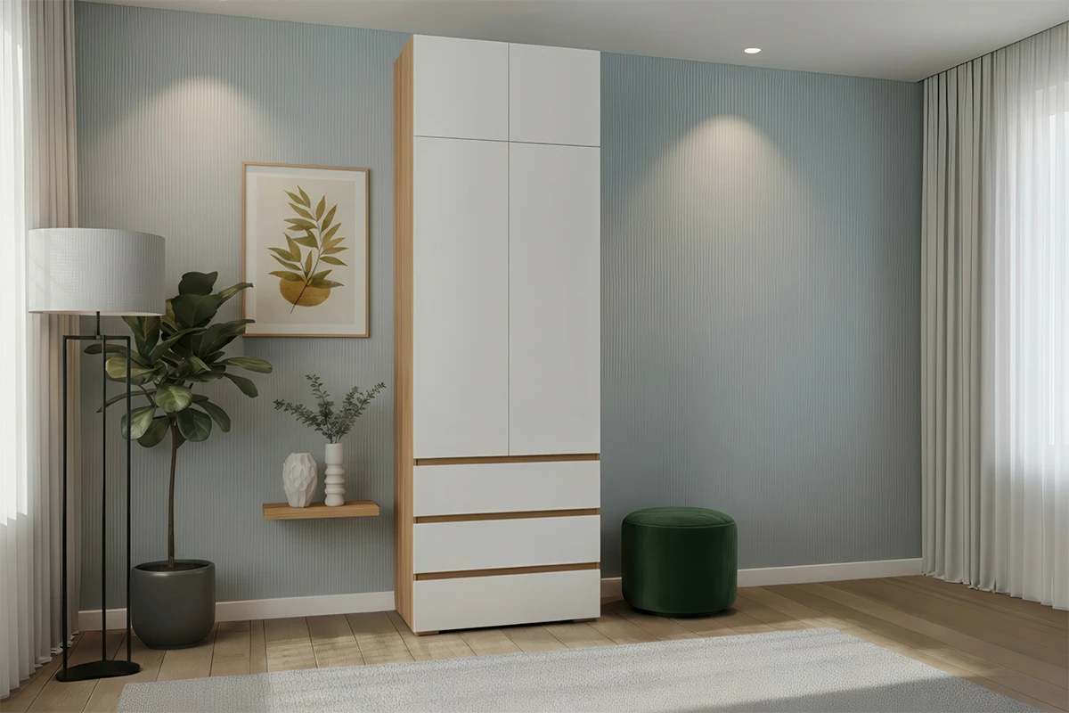 Шкаф с антресолью 2-створчатый Веста (Дуб золотистый / Белый)