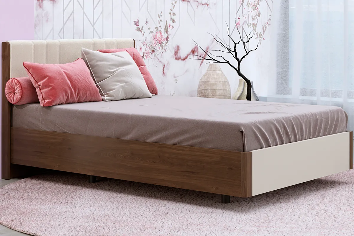 Кровать КР-5012-ГТ-КМ-В 140х200 (Гикори Джексон Темный / Кашемир Матовый / Велюр)