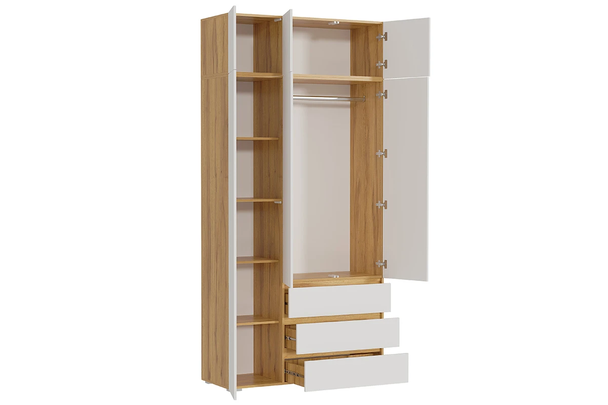 Шкаф с антресолью 3-створчатый Веста (Дуб золотистый / Белый)