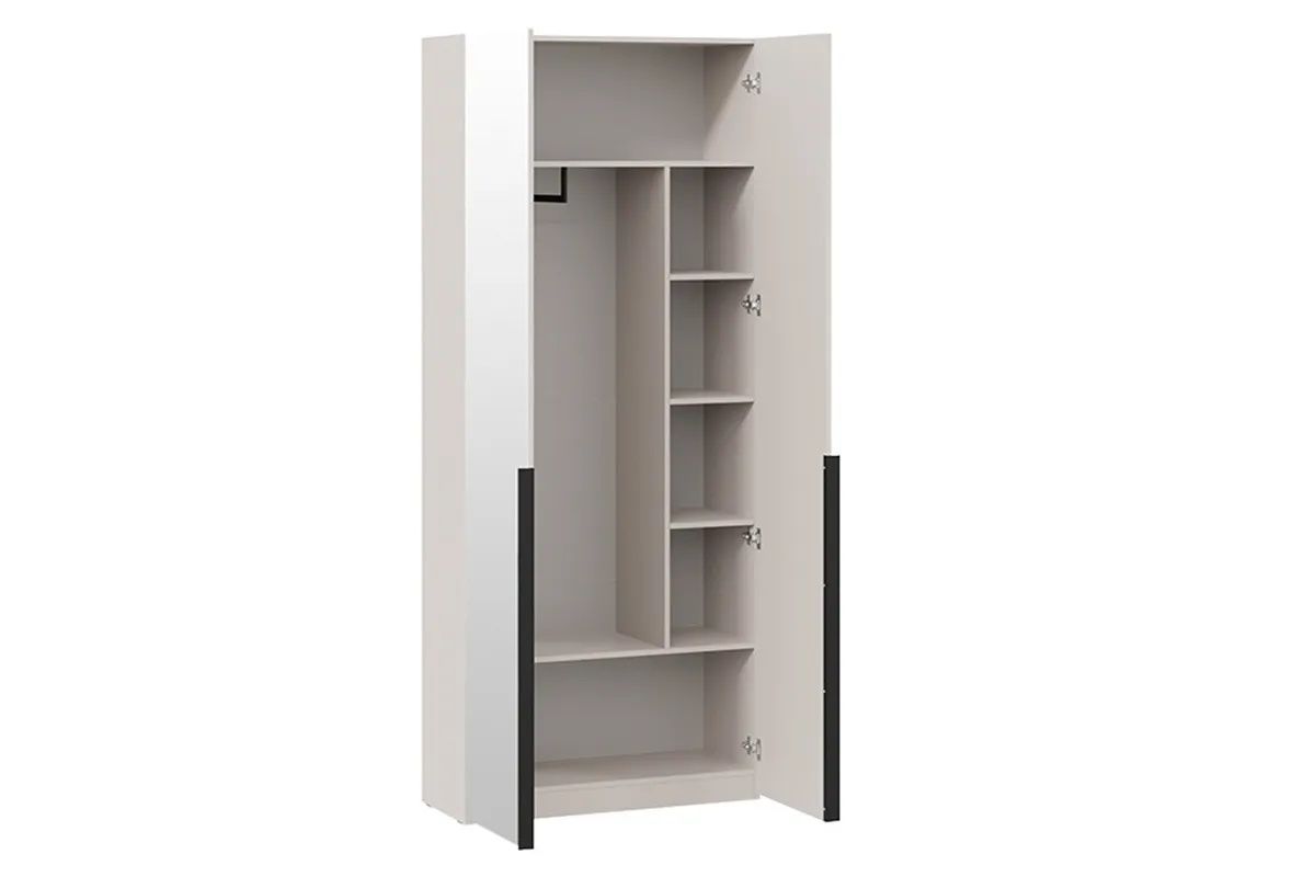 Шкаф для одежды Порто СМ-393.07.225 (366) с 1 глухой и 1 зеркальной дверями (Кашемир матовый / Кашемир сатин)