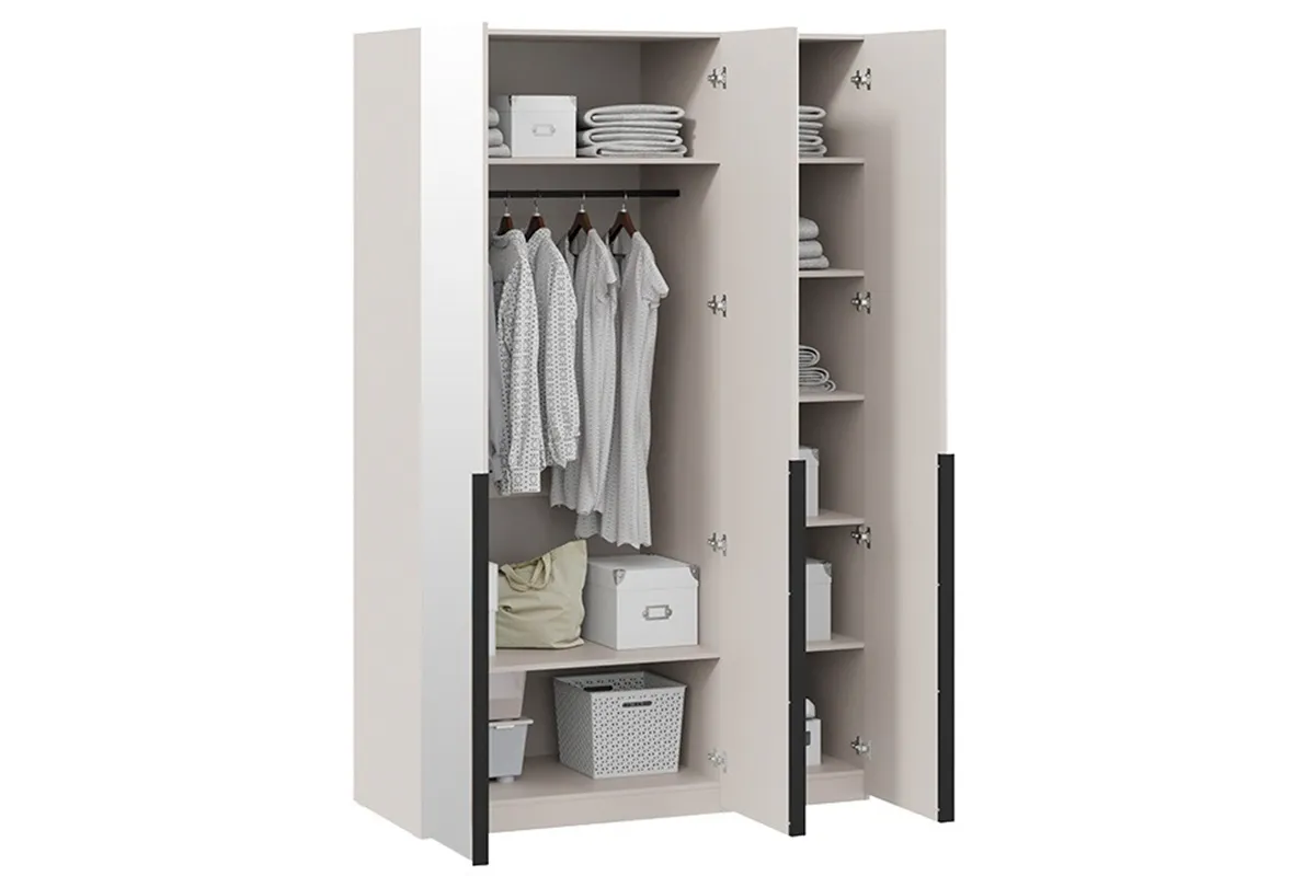 Шкаф для одежды Порто СМ-393.07.111 (580) с 3 зеркальными дверями (Кашемир матовый / Кашемир матовый)