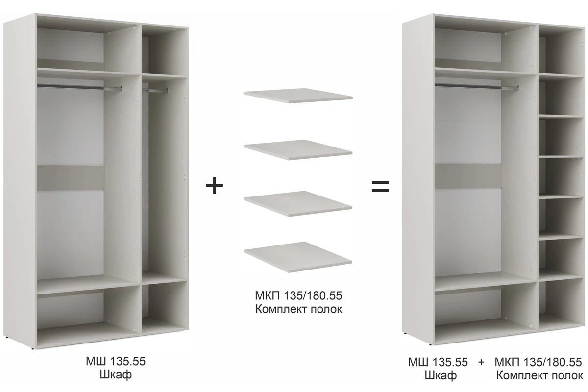 Корпус шкафа для гардеробной Мария МШ 135.55 (Дымчато-серый)