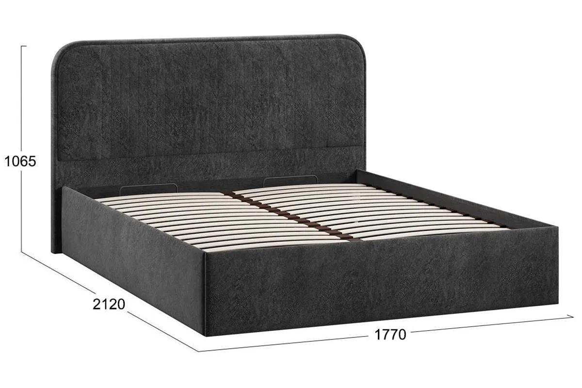 Кровать Тиффани Тип 1 с ПМ и заглушиной 160х200 (Микровелюр/Wellmart Graphite)