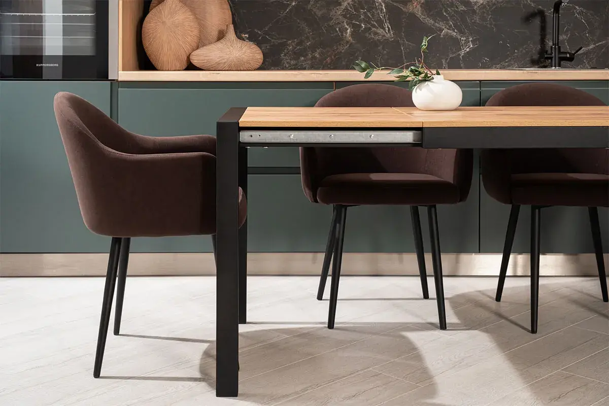 Стол обеденный Этно (Дуб вотан / Рама черная / Металл черный)