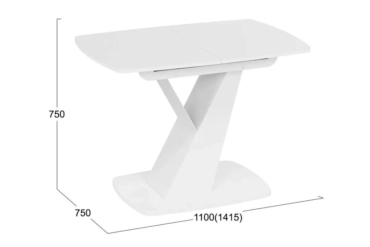 Стол обеденный Гарда Тип 1 (Белый / Стекло матовое белое)