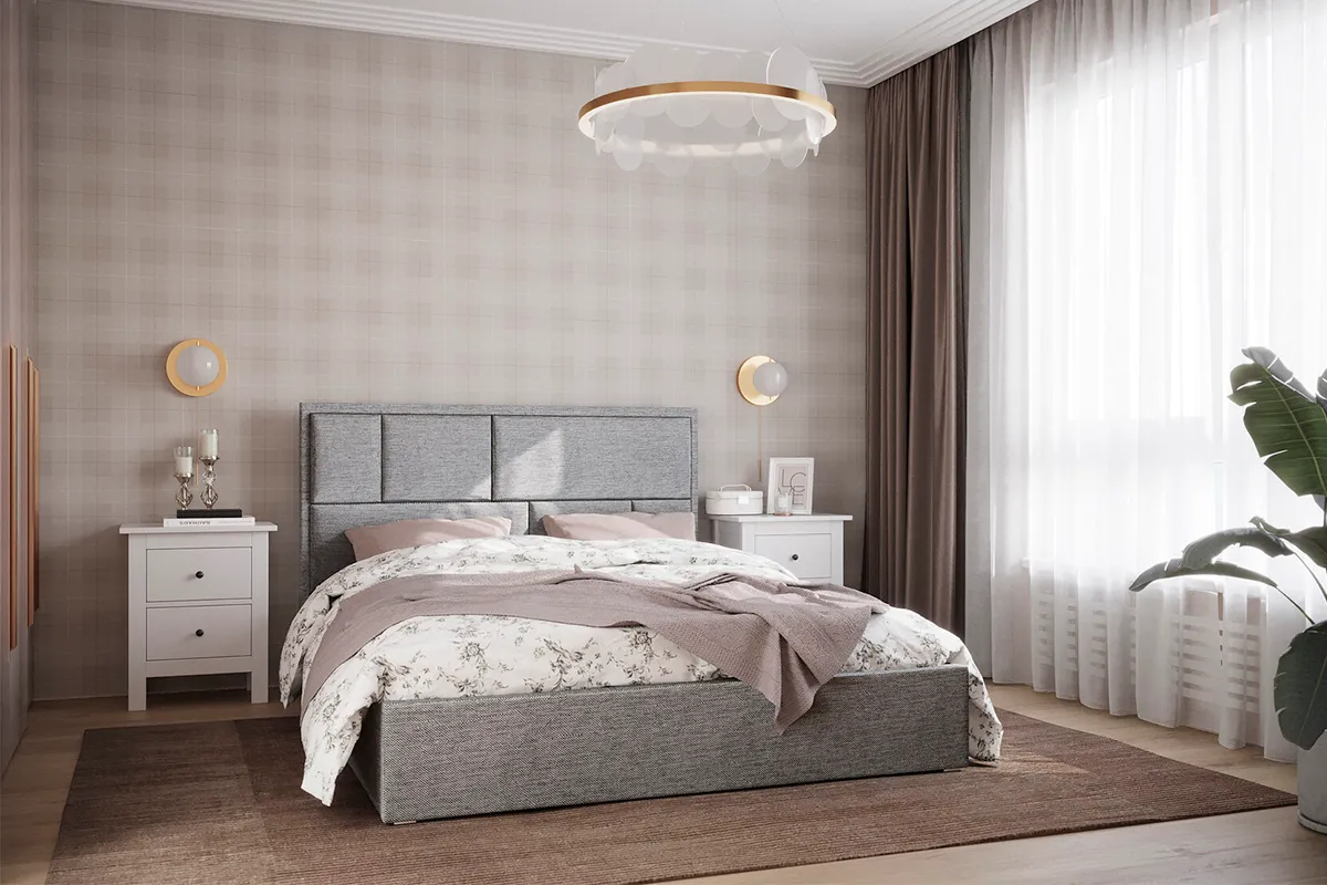 Кровать Madison с ПМ 140х200 (Рогожка / Серая) 72306323