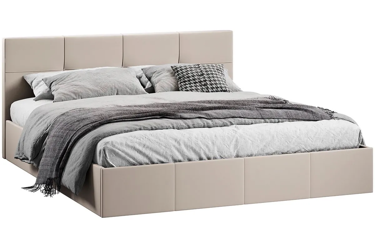 Кровать Лора с ПМ и заглушиной 180х200 (Велюр / Confetti Cream)