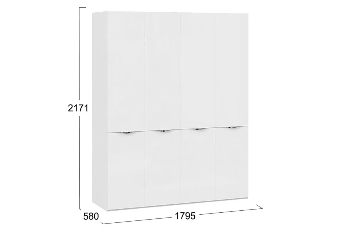Шкаф комб. 4х-дверный со стеклом Глосс СМ-319.07.441 (Белый Глянец)