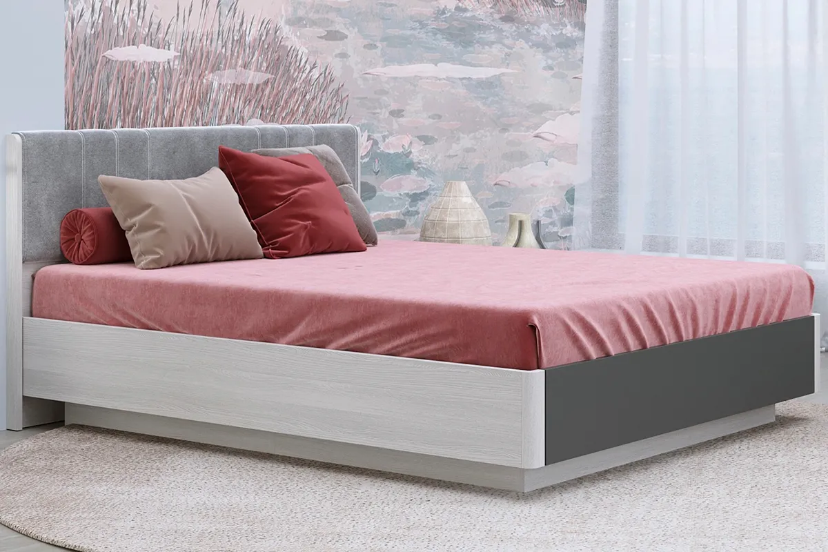 Кровать КР-4013-СЯ-АМ-В (Снежный Ясень/Антрацит Матовый)