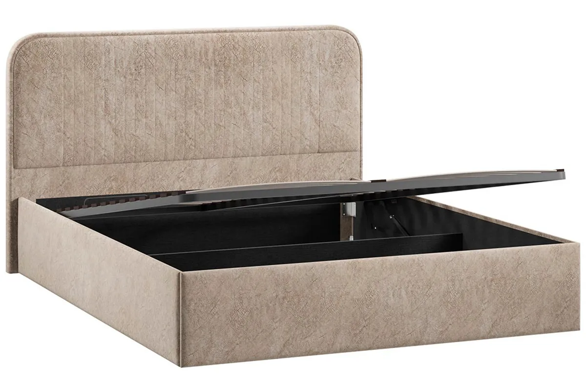 Кровать Тиффани Тип 1 с ПМ и заглушиной 160х200 (Микровелюр/Wellmart Dark Beige)