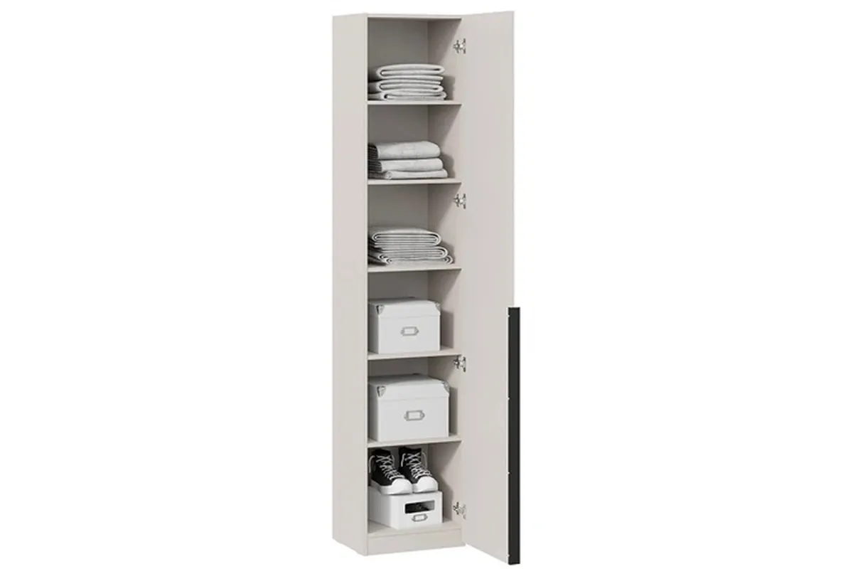 Шкаф для белья Порто СМ-393.07.212 (366) с 1 зеркальной дверью (Кашемир матовый / Кашемир матовый)