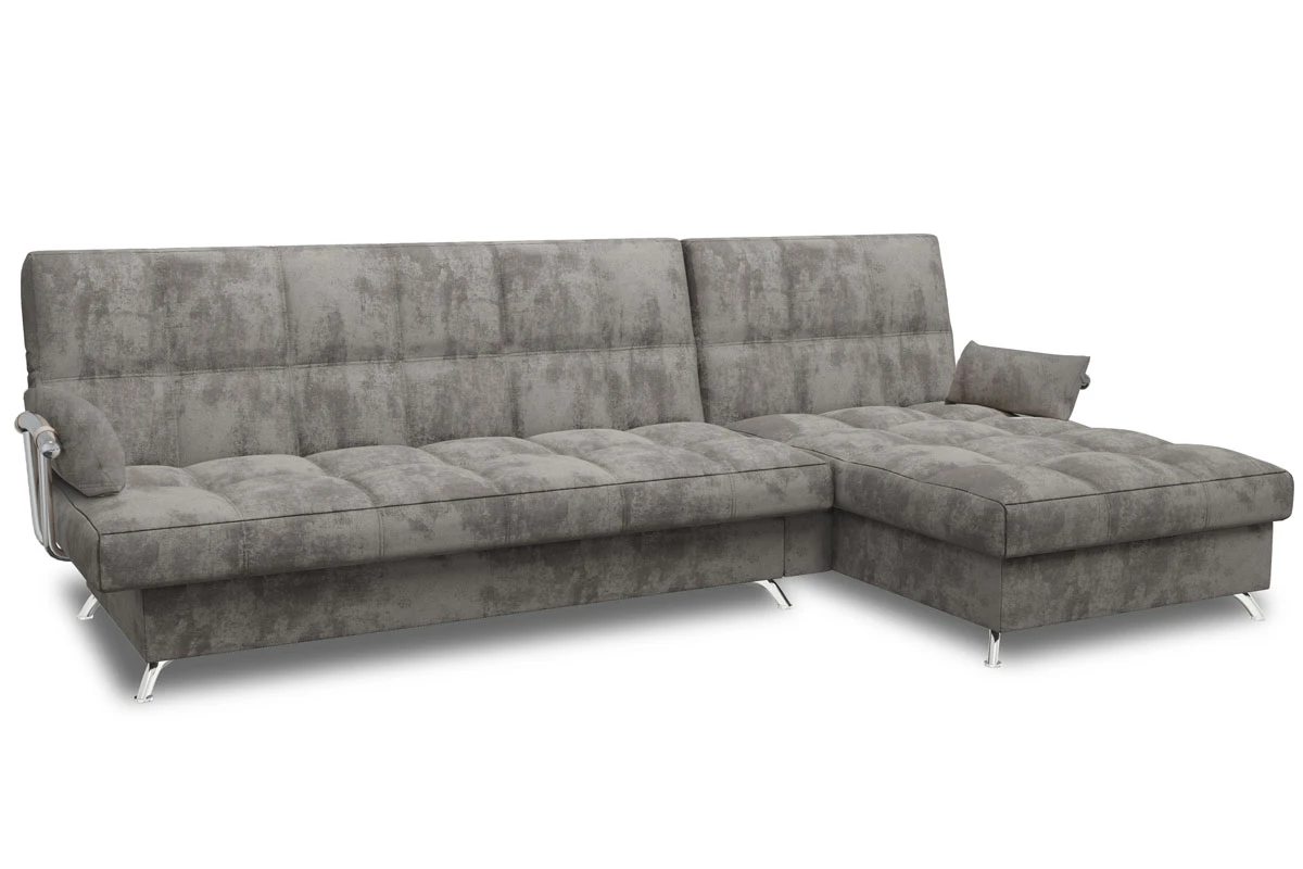 Угловой диван Регина-45.2 Финка ДКУ с хром. боковинами Siesta Грей