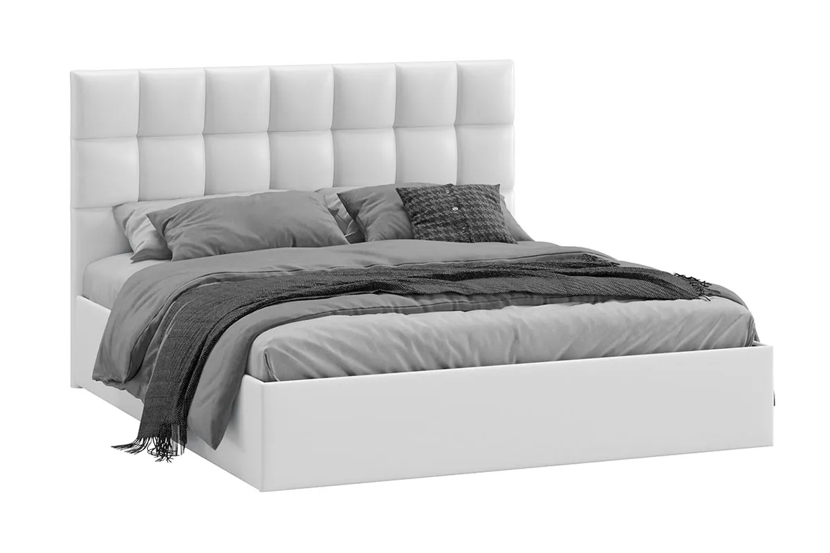 Кровать Эмбер с ПМ 160х200 (Белая) без заглушины