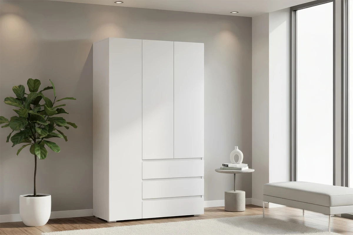 Шкаф 3-створчатый с ящиками Веста (Белый)