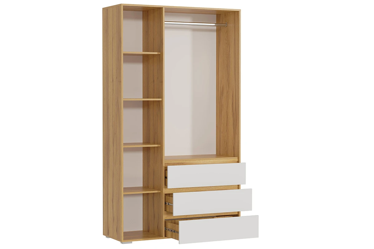 Шкаф 3-створчатый с ящиками Веста (Дуб золотистый / Белый)