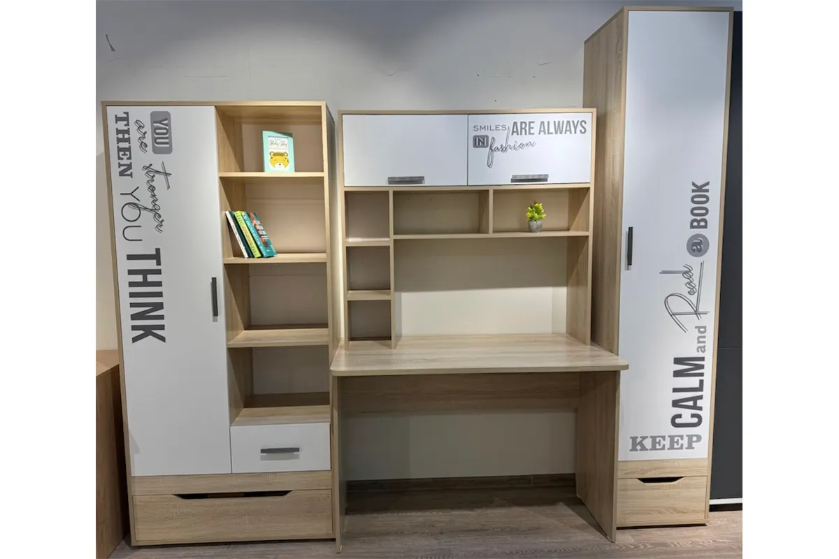 Молодёжная Джуниор (Дуб сонома св. / Белый / фотоп.)