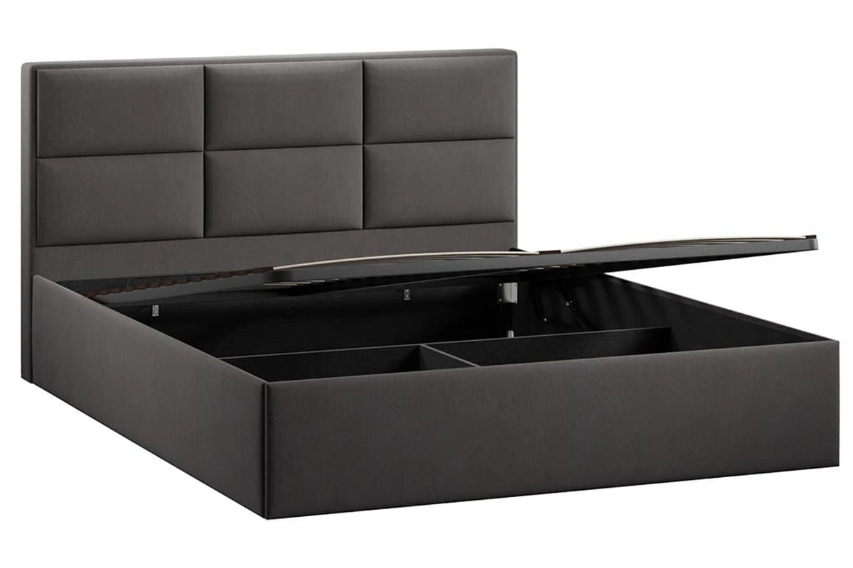 Кровать Стелла с ПМ Тип 1 и заглушиной 140х200 (Велюр / Графит)