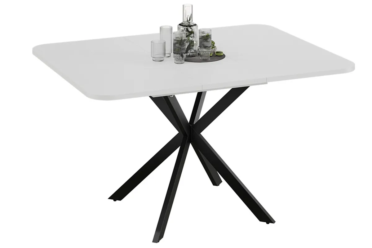 Стол обеденный Лиссабон раздвижной Тип 1 (Черный муар / Белый)