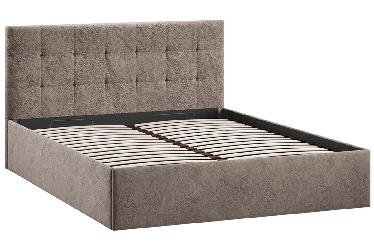 Кровать Джоли Тип 1 с ПМ и заглушиной 160х200 (Микровелюр / Wellmart Latte)