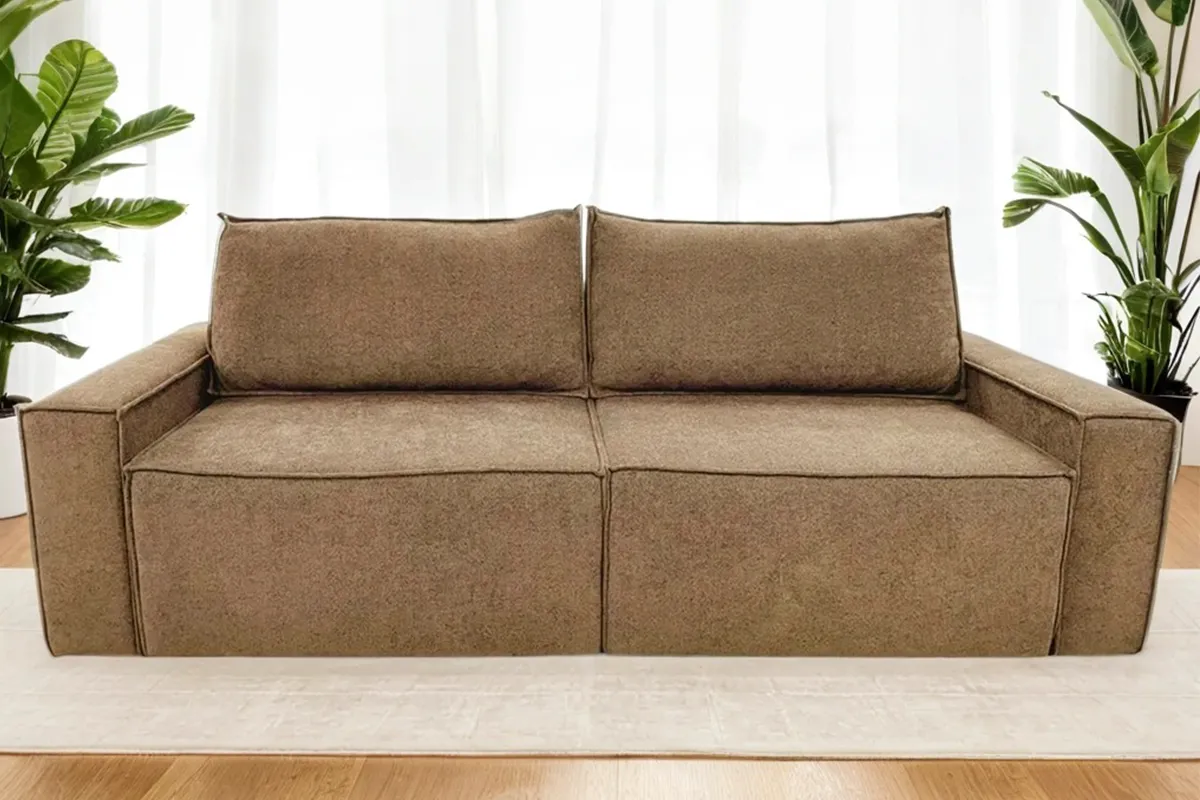 Диван Brick-3 S (Набивные подушки/Вывернутый) Гунин 2217-3 Коричнево-бежевый