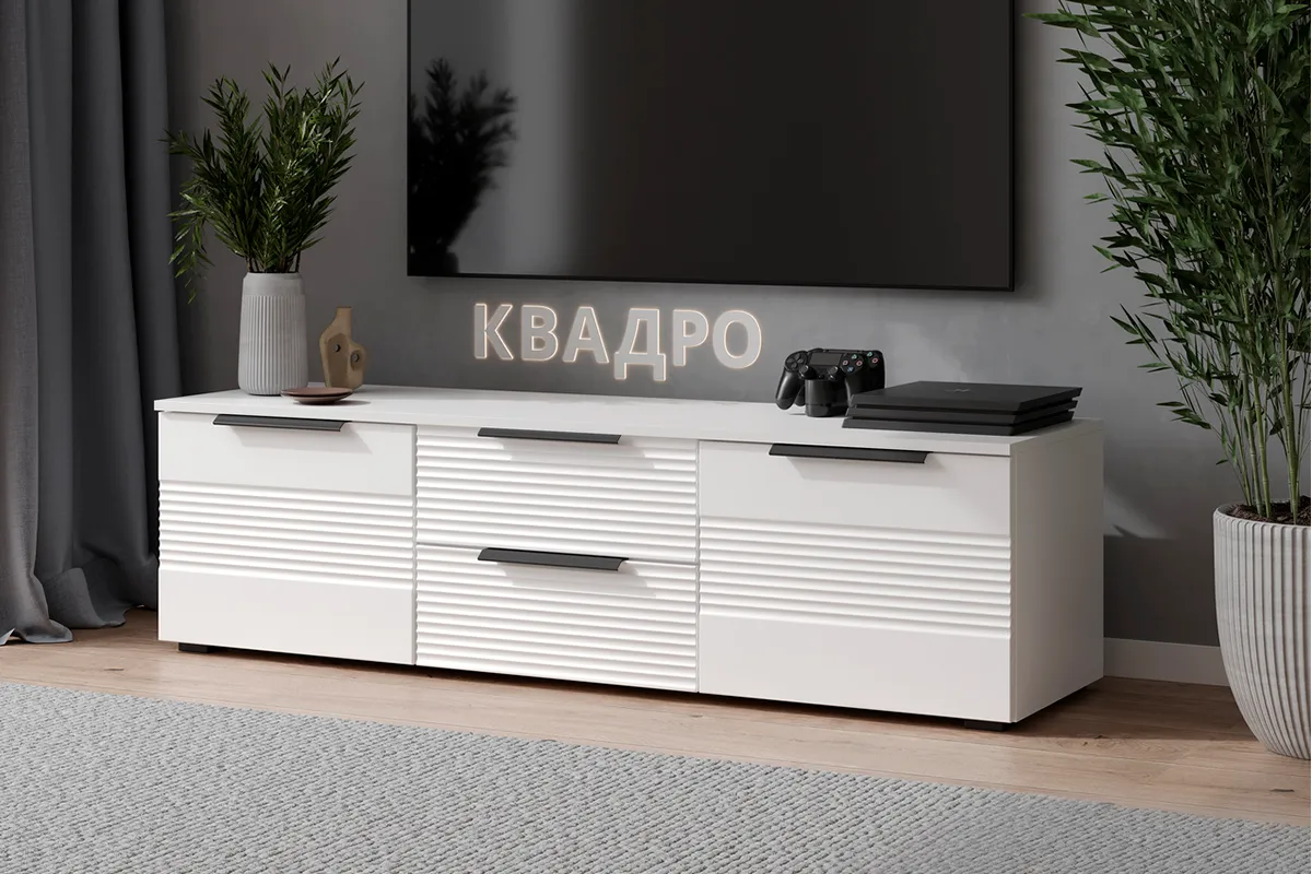 Тумба ТВ Квадро №11 (Белый / Тальк)