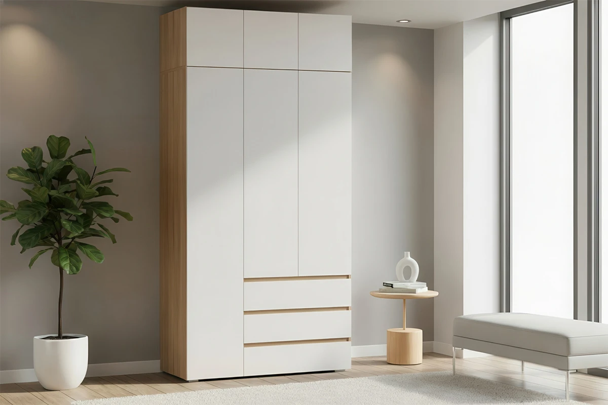 Шкаф с антресолью 3-створчатый Веста (Дуб золотистый / Белый)