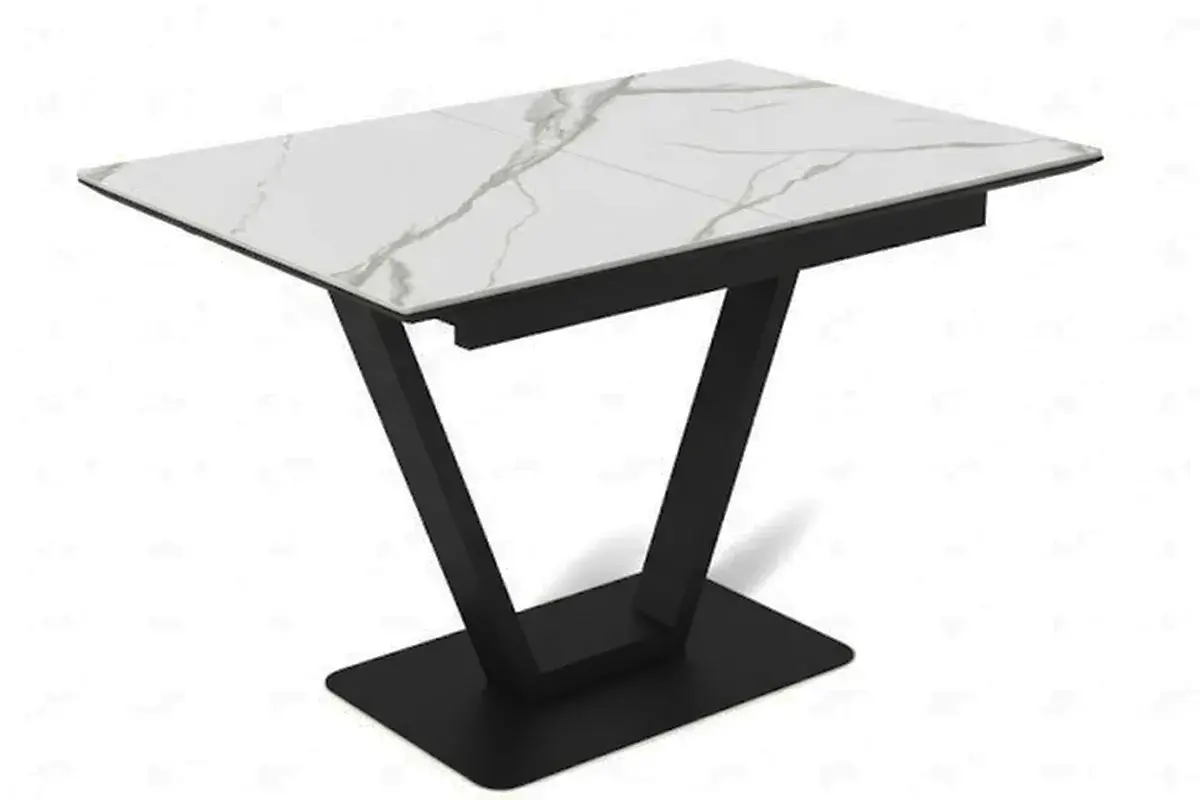 Стол обеденный Луи (Керамика YB9020023B Белый мрамор / МДФ Черный кварц / Металл Черный)