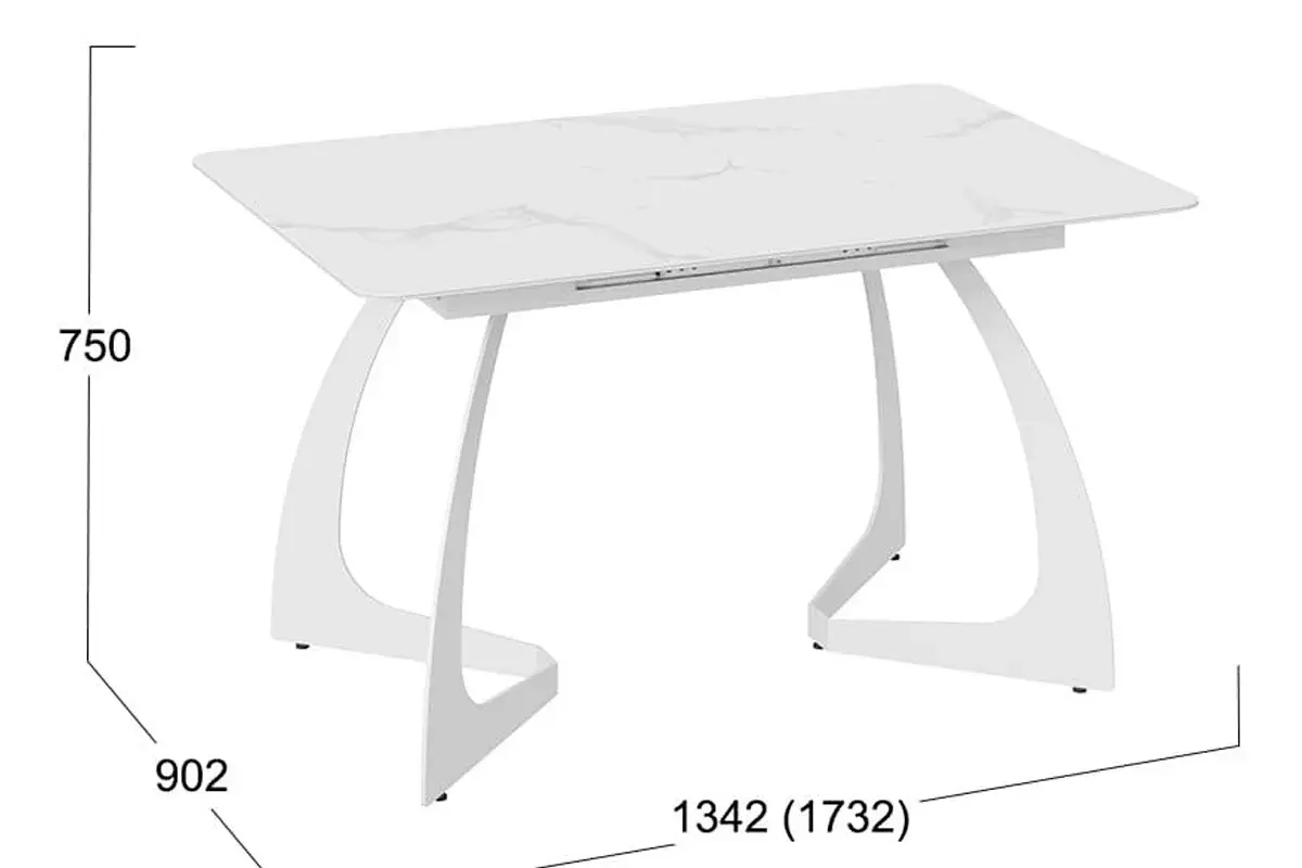 Стол обеденный раздвижной Конкорд Тип 2 (Белый муар/Стекло матовое белый мрамор)