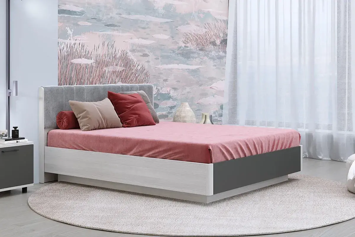 Кровать КР-4013-СЯ-АМ-В (Снежный Ясень/Антрацит Матовый)