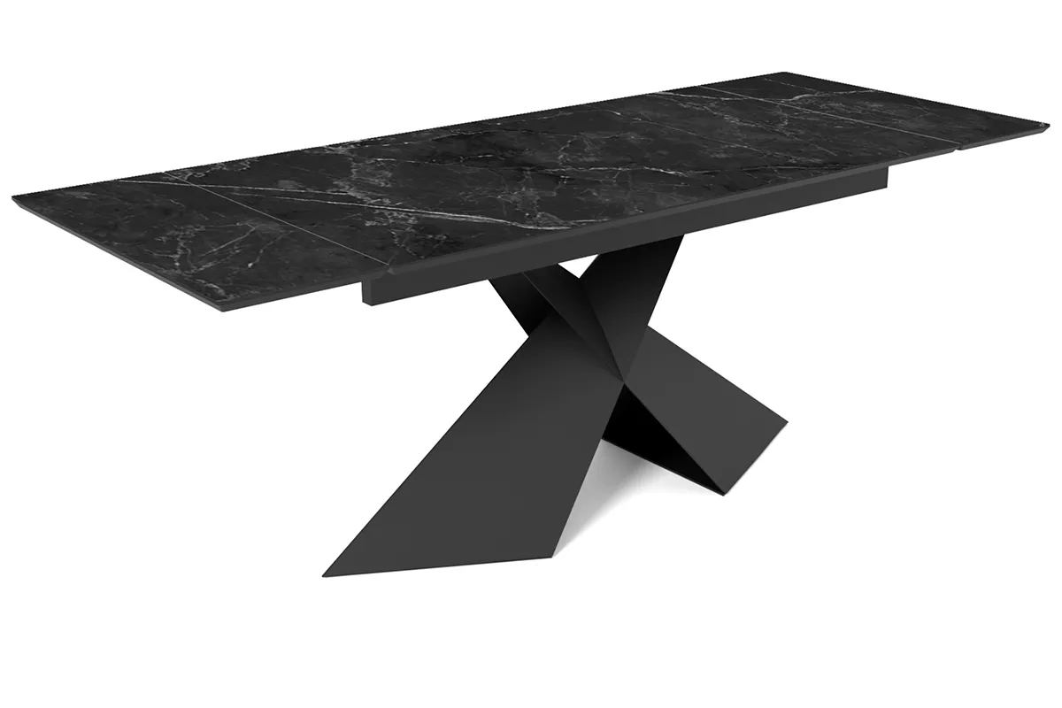 Стол обеденный Марвел 1600(2200) (ст. №2 / Керамика YB90200B6 Matte Черный мрамор / Металл Черный)