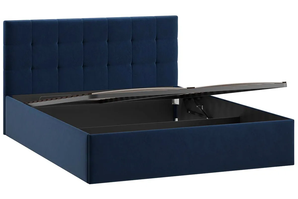 Кровать Джоли Тип 1 с ПМ и заглушиной 160х200 (Микровелюр / Wellmart Blue)
