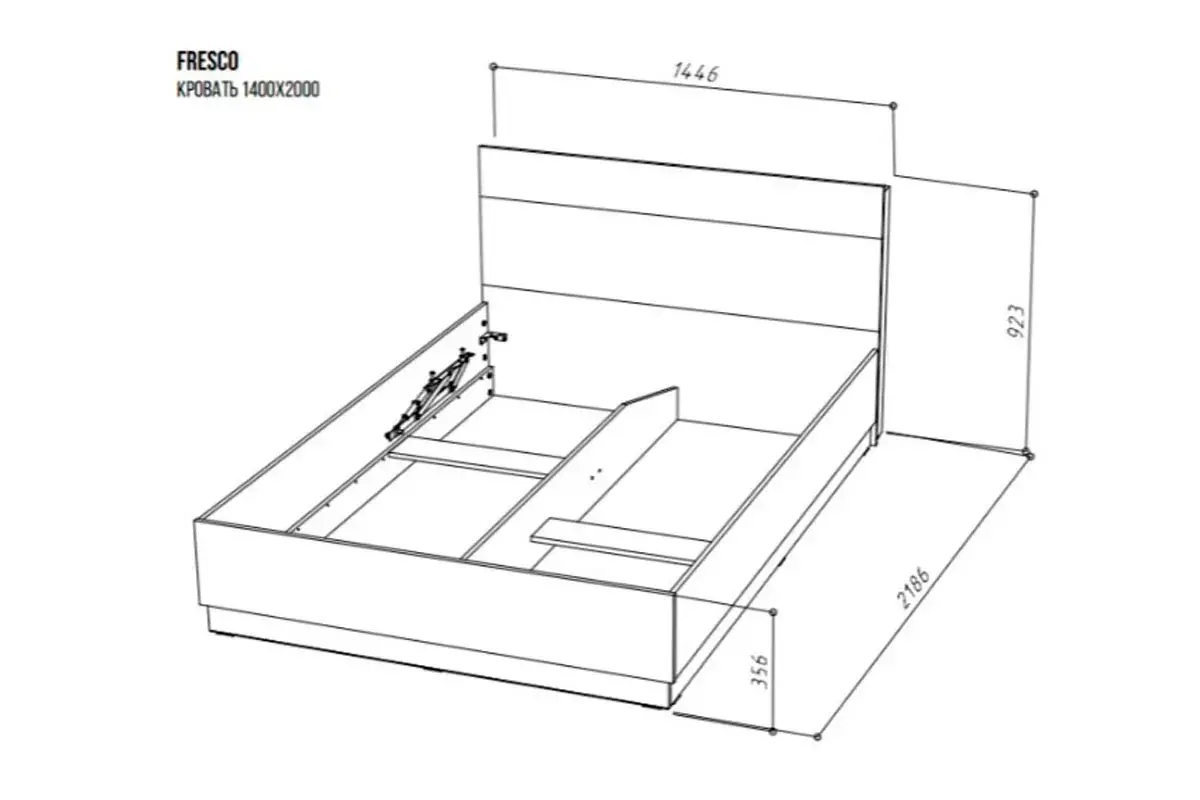 Кровать Fresco 140х200 без орт. основания (Белый/Дуб Вотан) 72518543