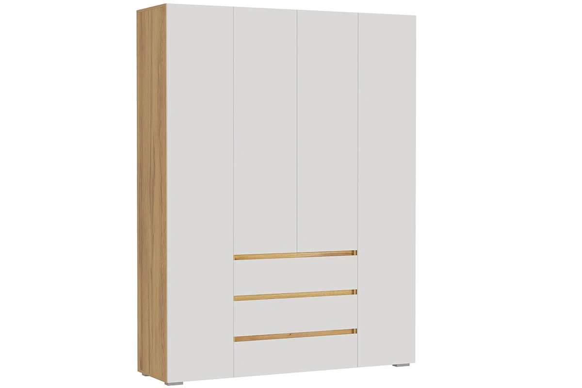 Шкаф 4-створчатый с ящиками Веста (Дуб золотистый / Белый)