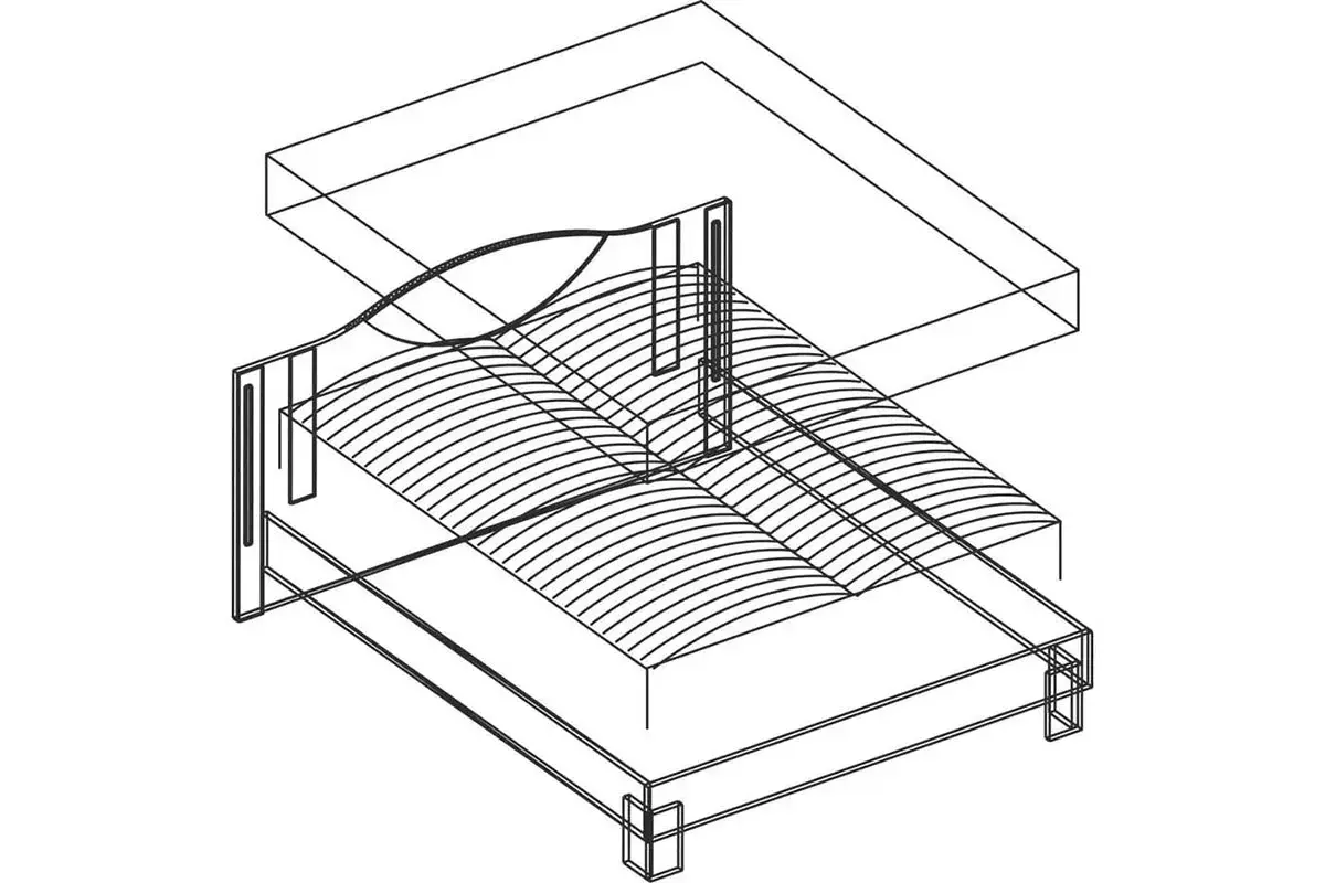 Кровать Белла мод № 2.3 с подсветкой 180х200 без орт.основания (Рамух белый)