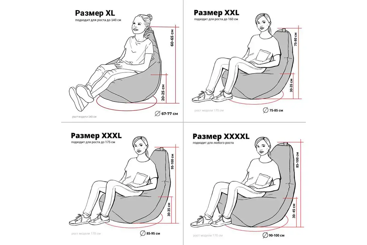 Кресло-мешок Груша Стандарт 3XL (Мебельный хлопок / Плей)