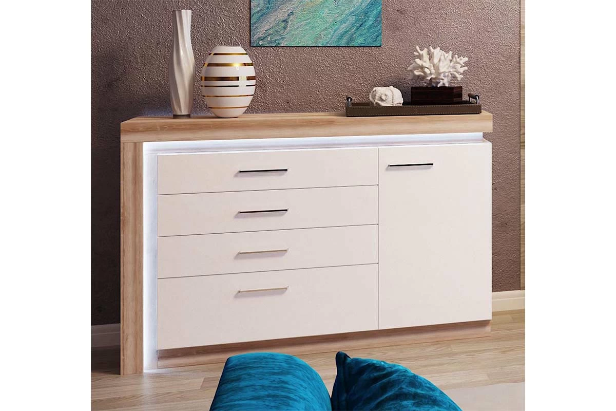 Комод Люмен 3 белый снег глянец
