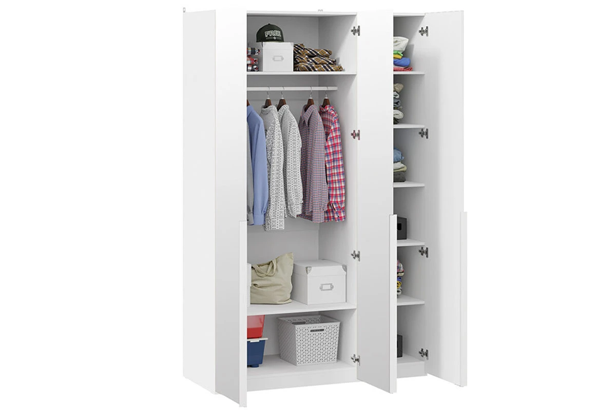 Шкаф для одежды Порто СМ-393.07.111 (580) с 3 зеркальными дверями (Белый жемчуг/Белый жемчуг)