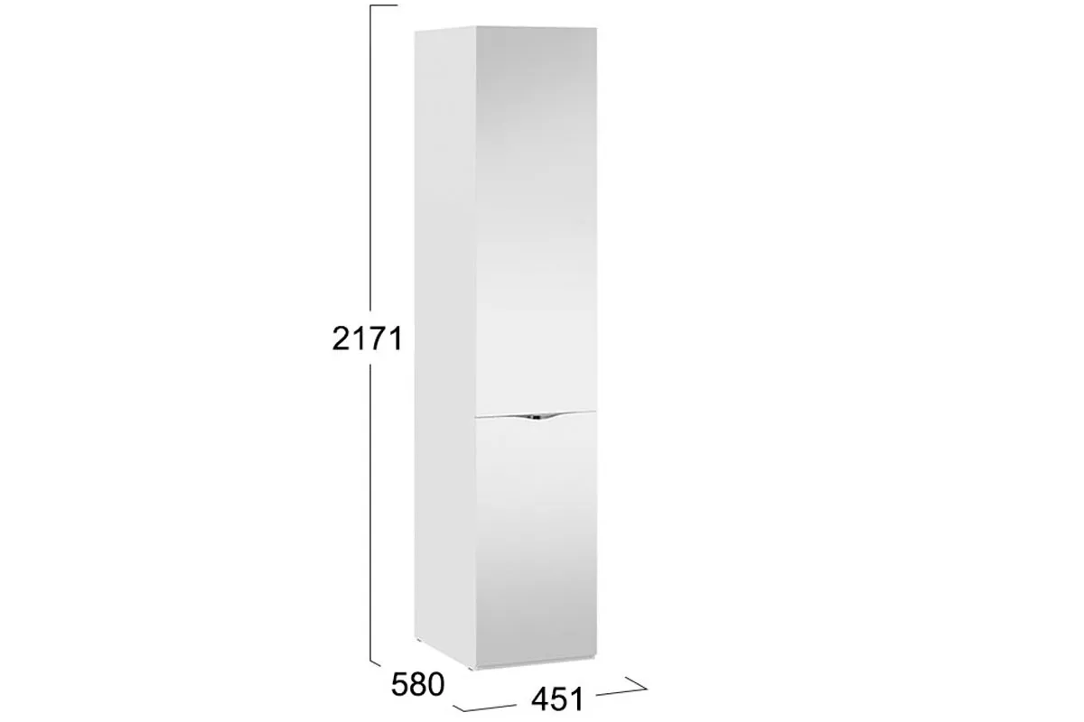 Шкаф для белья Глосс СМ-319.07.112 с зеркальной дверью (Белый глянец)