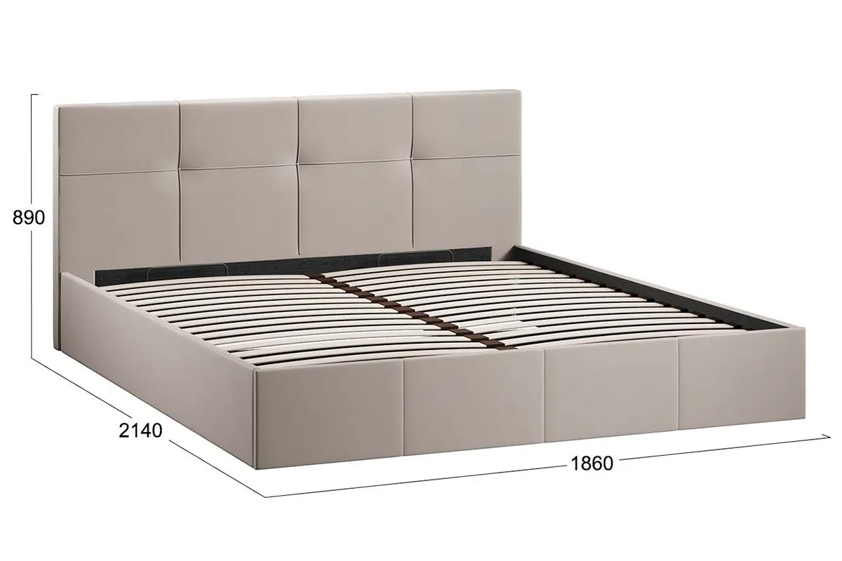 Кровать Лора с ПМ и заглушиной 180х200 (Велюр / Confetti Smoke)